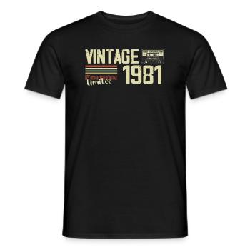 1981 Vintage Rétro Cadeau D'anniversaire 1981 - T-shirt homme - noir - Devant - AI Model Male 178 light (178cm)