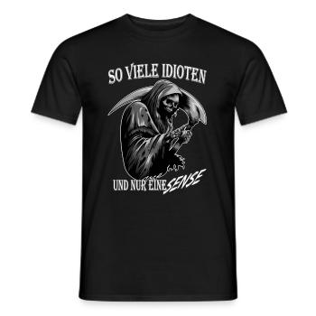 So viele Idioten- Sensenmann Funshirt Design - Männer T-Shirt - Schwarz - Vorne - AI Model Male 178 light (178cm)