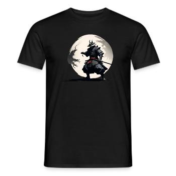 Samurai Krieger im Vollmond - Männer T-Shirt - Schwarz - Vorne - AI Model Male 178 light (178cm)