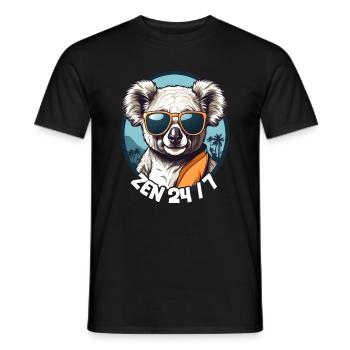 Cool Cute Koala In Zen 24/7 - Men's T-Shirt - black - Front - AI Model Male 178 light (178cm)