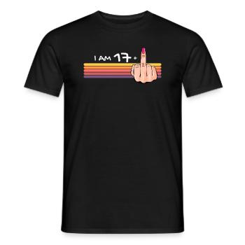 Ich bin 17 + 1 Mittelfinger-Shirt Ich bin 17 plus, - Männer T-Shirt - Schwarz - Vorne - AI Model Male 178 light (178cm)