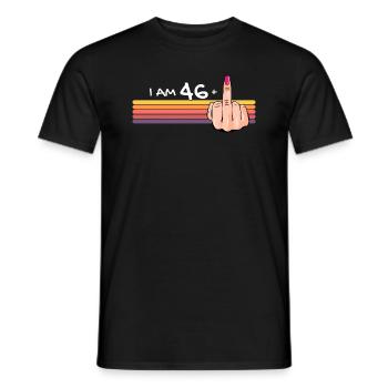 Ich bin 46 + 1 Mittelfinger-Shirt Ich bin 46 plus, - Männer T-Shirt - Schwarz - Vorne - AI Model Male 178 light (178cm)
