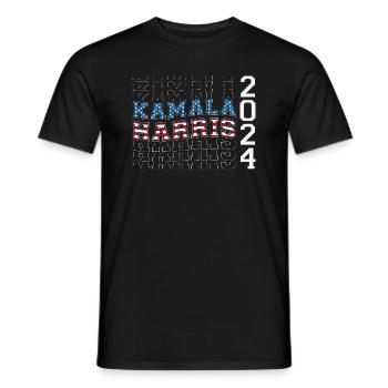 USA Flag Colors to Kamala Harris 2024 For - Men's T-Shirt - black - Front - AI Model Male 178 light (178cm)