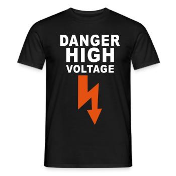 danger high voltage - Men's T-Shirt - black - Front - AI Model Male 178 light (178cm)