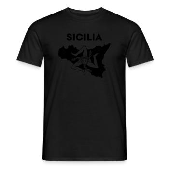 Sicilia Karte Palermo Italienisch Wappen Sizilien - Männer T-Shirt - Schwarz - Vorne - AI Model Male 178 light (178cm)