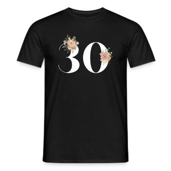 30e anniversaire fleuris (Cadeau de 30 ans) - T-shirt homme - noir - Devant - AI Model Male 178 light (178cm)