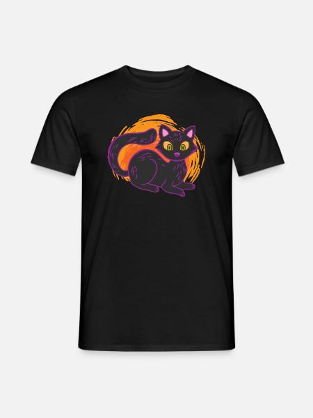 Düstere Schwarze Katze Halloween Grusel - Männer T-Shirt - Schwarz