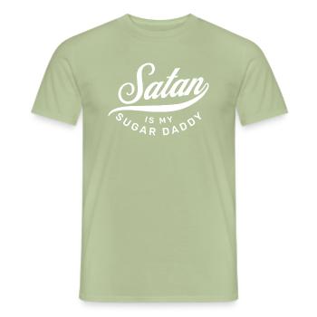 Satan is my Sugar Daddy Ironie Sarkasmus Spruch - Männer T-Shirt - Sage - Vorne - AI Model Male 178 light (178cm)