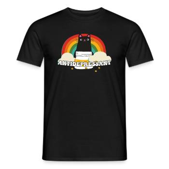 Cat Kitten Antidepressant Rainbow Peace Kindness - Men's T-Shirt - black - Front - AI Model Male 178 light (178cm)