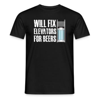 Will fix elevators for beer - Men's T-Shirt - black - Front - AI Model Male 178 light (178cm)
