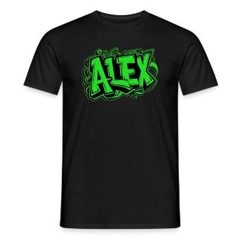 Alex Name Graffiti Green - Men's T-Shirt - black - Front - AI Model Male 178 light (178cm)