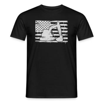 Excavator US flag - Männer T-Shirt - Schwarz - Vorne - AI Model Male 178 light (178cm)