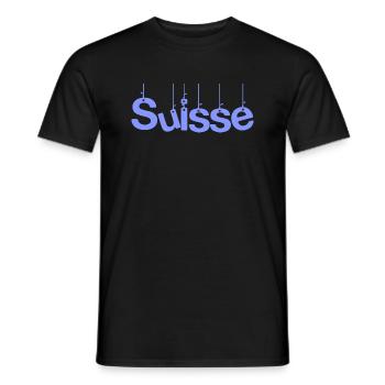 SWITZERLAND. HUMOR. COUNTRY. FLAG. GENEVA. LAUSANNE - Men's T-Shirt - black - Front - AI Model Male 178 light (178cm)