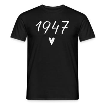 1947 coeur anniversaire - T-shirt homme - noir - Devant - AI Model Male 178 light (178cm)