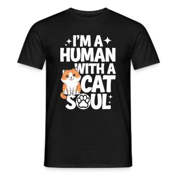 Chat Chats Amoureux Chat Propriétaire Chaton - T-shirt homme - noir - Devant - AI Model Male 178 light (178cm)