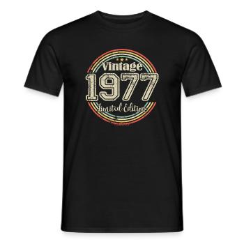 Vintage Retro Limited Edition 1977 Birth Year - Men's T-Shirt - black - Front - AI Model Male 178 light (178cm)