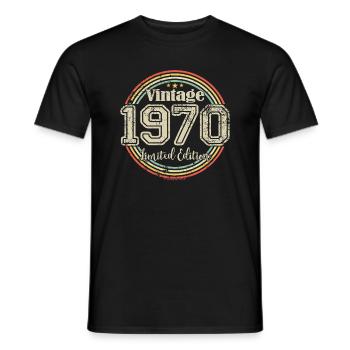 Vintage Rétro Édition Limitée Anniversaire des Années 1970 - T-shirt homme - noir - Devant - AI Model Male 178 light (178cm)
