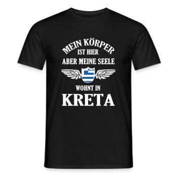 Seele in Kreta – Heimatgefühl und Urlaubsfreude - Männer T-Shirt - Schwarz - Vorne - AI Model Male 178 light (178cm)