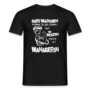 Die besten arbeiten als Managerin Führung mit Herz - Männer T-Shirt - Schwarz - Vorne - AI Model Male 178 light (178cm)