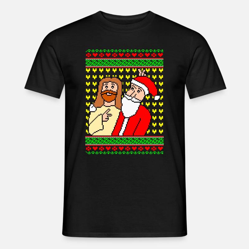 Jesus Santa Gemeinsam Xmas - Männer T-Shirt - Schwarz