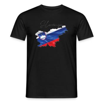 Slowenien Flagge in der Slowenien Landkarte SI - Männer T-Shirt - Schwarz - Vorne - AI Model Male 178 light (178cm)