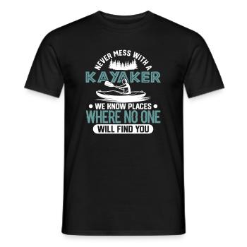 Kayaker kayaking love - we know places - Men's T-Shirt - black - Front - AI Model Male 178 light (178cm)