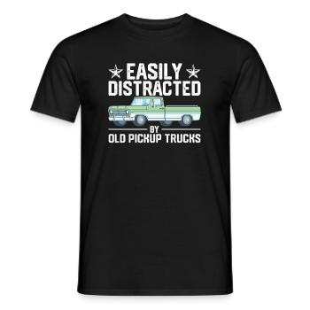 Easily distractable by old pickup trucks vintage cars - Men's T-Shirt - black - Front - AI Model Male 178 light (178cm)