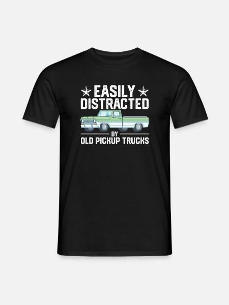 Easily distractable by old pickup trucks vintage cars - Men's T-Shirt - black