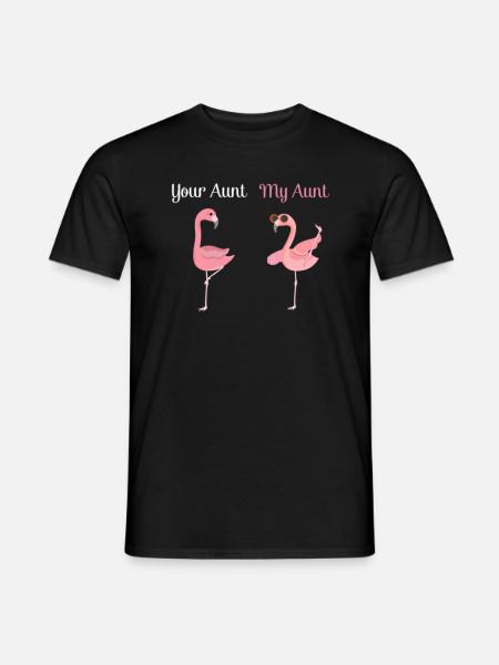 Flamingo tante din tante min tante - Mænd T-shirt - sort