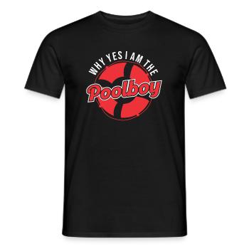 Poolboy Lifeguards Funny Lifesaver Pool - Men's T-Shirt - black - Front - AI Model Male 178 light (178cm)