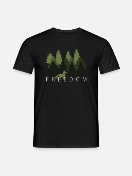 Fuchs Wald Freiheit Spruch - Männer T-Shirt - Schwarz