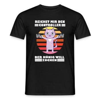 Gaming Cat Katze - Reichet mir den Controller ... - Männer T-Shirt - Schwarz - Vorne - AI Model Male 178 light (178cm)