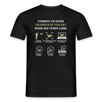 Chasseur de Colvert Chasse Humour Chassé - T-shirt homme - noir - Devant - AI Model Male 178 light (178cm)