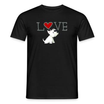 Ich liebe Hunde, West Highland White Terrier - Männer T-Shirt - Schwarz - Vorne - AI Model Male 178 light (178cm)