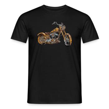 Moto chopper orange n°2 - T-shirt homme - noir - Devant - AI Model Male 178 light (178cm)