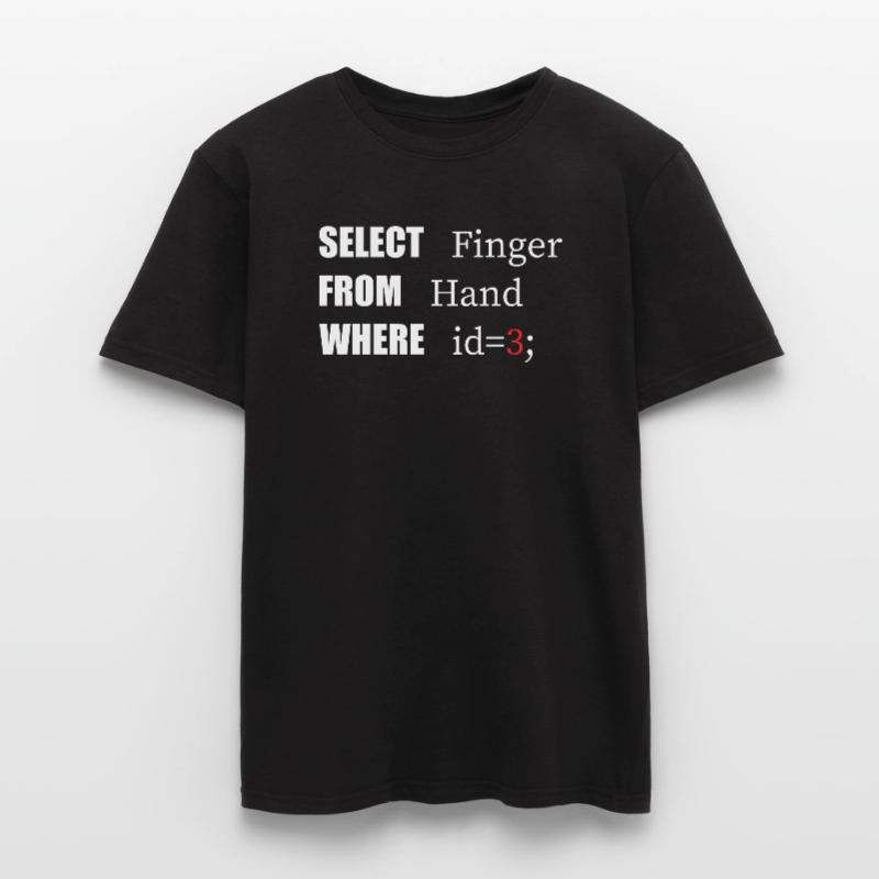 Doigt de sélection à la main, code amusant. Langage des codeurs T-shirt homme