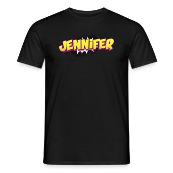 Jennifer Benutzerdefinierter Name Comic-Stil Pop-Art, - Männer T-Shirt - Schwarz - Vorne - AI Model Male 178 light (178cm)