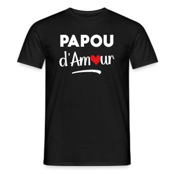 Papou d'amour cadeau original pour tous les papas - T-shirt homme - noir - Devant - AI Model Male 178 light (178cm)