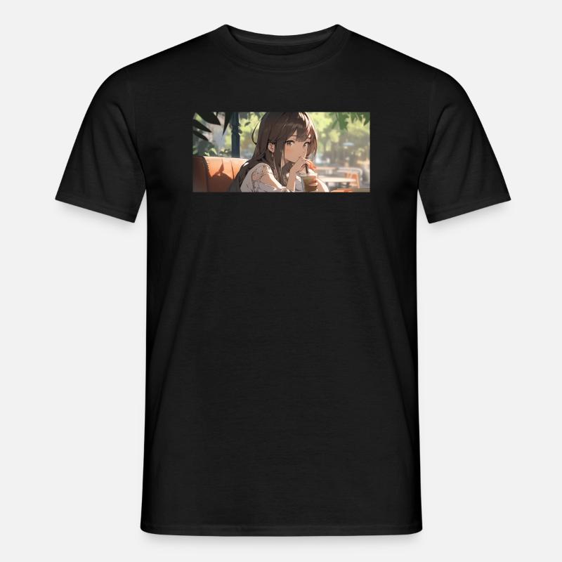 Fille avec du café - T-shirt homme - noir