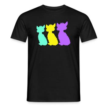 3 Sitzende Katzen Drei Bunte Freunde Silhouetten - Männer T-Shirt - Schwarz - Vorne - AI Model Male 178 light (178cm)