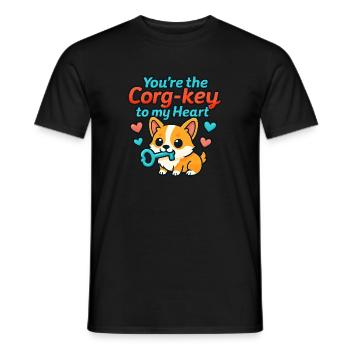 Tu es le Corg-clé de Mon Cœur – Sweet Corgi - T-shirt homme - noir - Devant - AI Model Male 178 light (178cm)
