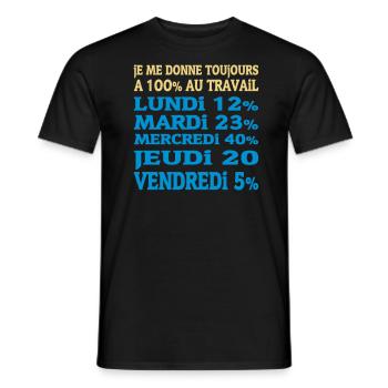 100% at Work (2c) new! - Men's T-Shirt - black - Front - AI Model Male 178 light (178cm)