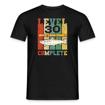 Angler Geburtstag Level 30 Complete Forelle Angeln - Männer T-Shirt - Schwarz - Vorne - AI Model Male 178 light (178cm)