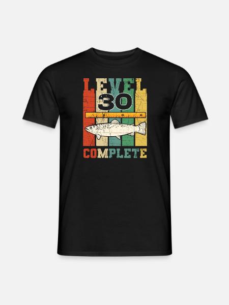 Angler Geburtstag Level 30 Complete Forelle Angeln - Männer T-Shirt - Schwarz