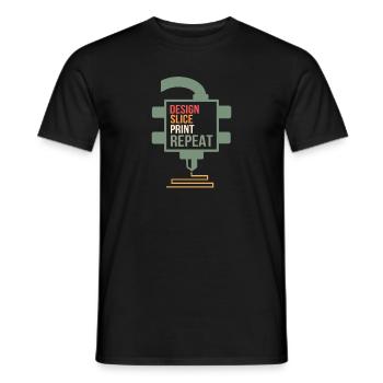 Design Slice Print Repeat 3D Printing Gift Printer - Men's T-Shirt - black - Front - AI Model Male 178 light (178cm)