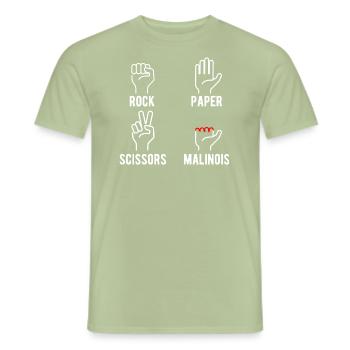 Stein Papier Schere Malinois - Männer T-Shirt - Sage - Vorne - AI Model Male 178 light (178cm)