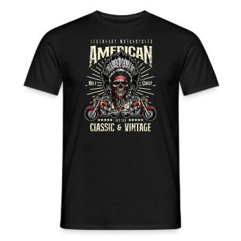 Vintage American Motorcycle Indian Old Motorbike - Men's T-Shirt - black - Front - AI Model Male 178 light (178cm)