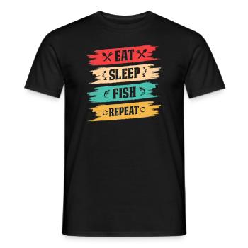 Eat Sleep Fish Repeat Vintage Retro Angelschild - Männer T-Shirt - Schwarz - Vorne - AI Model Male 178 light (178cm)