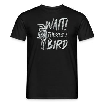 Wait There's A Bird Funny Bird Watching Birding - Men's T-Shirt - black - Front - AI Model Male 178 light (178cm)