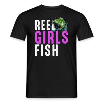 Rolle Mädchen Fisch Weibliche Frauen Bass Angeln Retro - Männer T-Shirt - Schwarz - Vorne - AI Model Male 178 light (178cm)